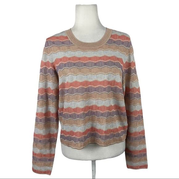 Veronica Beard Alyssa Retro Striped Crew Knit Sweater L - Picture 2 of 15